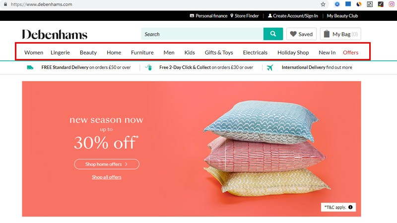 فروشگاه دبنهامز (debenhams)