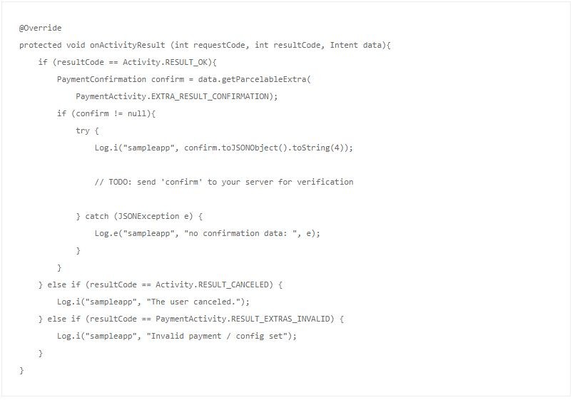 پرداخت پی پال با استفاده از برنامه اندروید 8