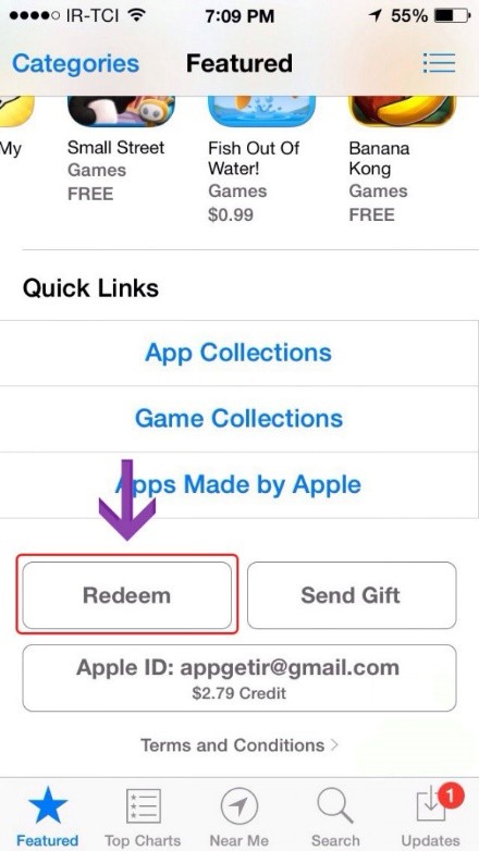 وارد کردن Reedem در شارژ گیفت کارت