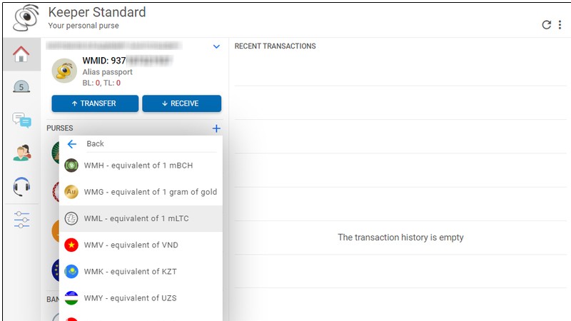 ایجاد کیف پول وب مانی در WebMoney Keeper Standard