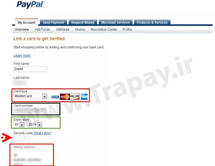 وریفای کردن اکانت پی پال و وارد کردن اطلاعات کارت اعتباری