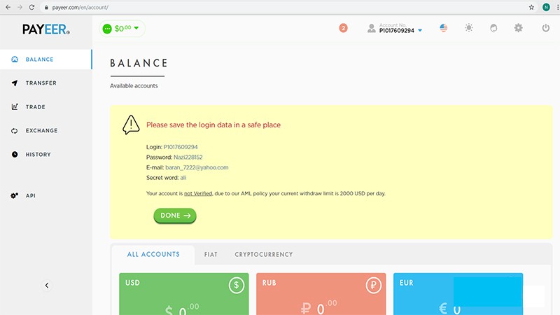 افتتاح حساب پی یر (Payeer)