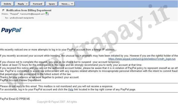 هک حساب پی پال به روش فیشینگ