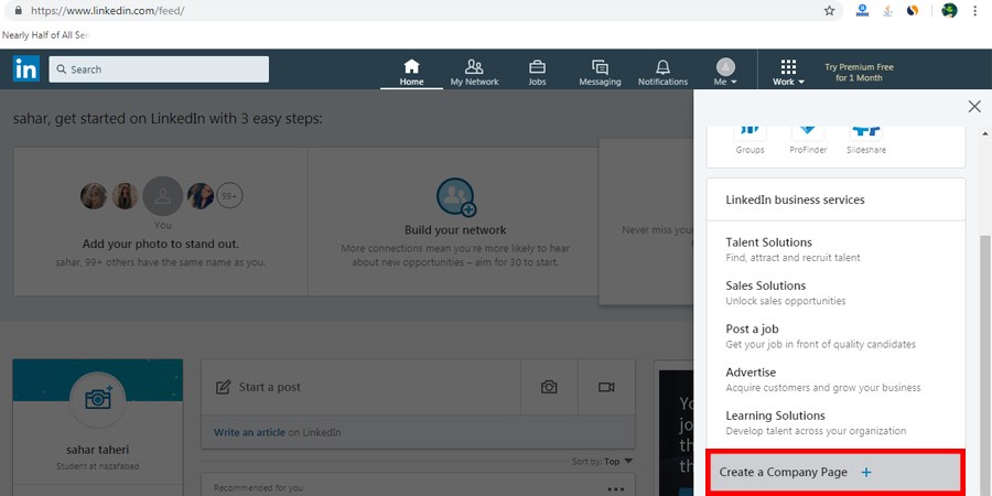 اکانت تجاری در لینکدین (linkedIn)