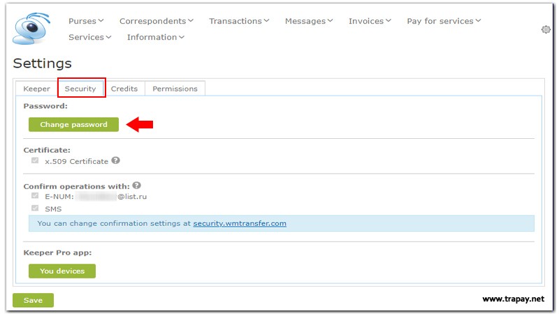 نحوه تغییر پسورد وب مانی در وب مانی کیپر وب پرو