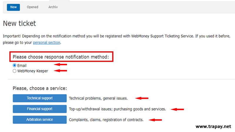 آموزش ارسال تیکت به پشتیبانی وب مانی